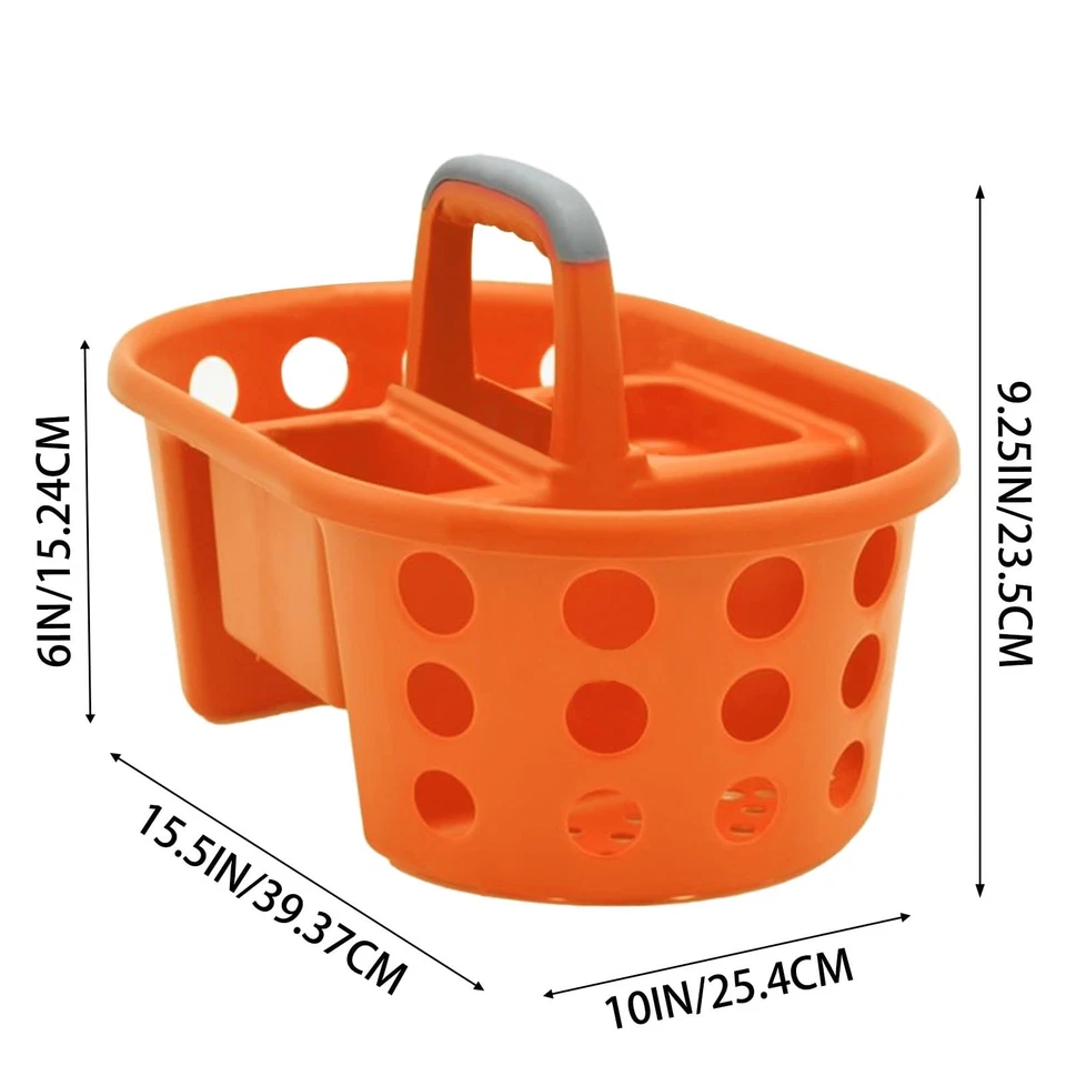 Large Portable Shower Caddy 2pc Plastic Tote with Handle Dorm Bathroom Orange - Image 3 of 4