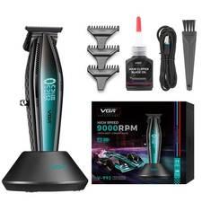 VGR Beard Hair Trimmer Men Professional Cordless Rechargeable Barber Shaver Kit