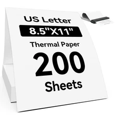 Thermal Printer Paper 8.5 x 11 Inch, 200 Sheets US Letter Size Continuous Fol...