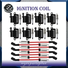 UF271 8X OEM Ignition Coil & Spark Plug & Wire For Chevy GMC 4.8L 5.3L 6.0L 8.1L
