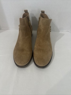 Franco Sarto Kelton Boot Women s Leather Ankle Zip Bootie Gold Studs SIZE 8.5M