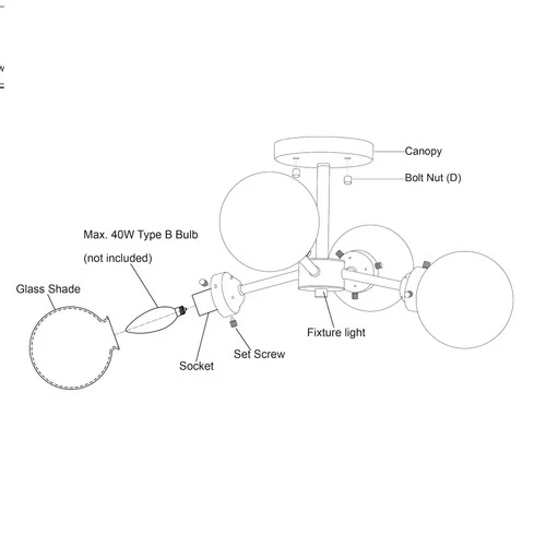 Vaxcel Lighting C0268 Orbit 4 Light 20"W Semi-Flush Ceiling - Brass - Picture 2 of 12