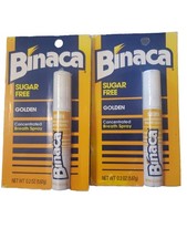 2x Binaca Sugar Free Golden NOS Concentrated Breath Spray 1994 Vintage Sealed