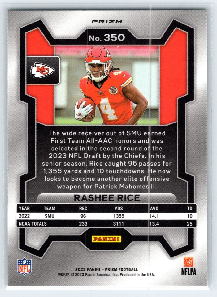 2023 Panini Prizm - Rookies Rashee Rice #350 Neon Green Pulsar Prizm (RC) - Image 2 of 2