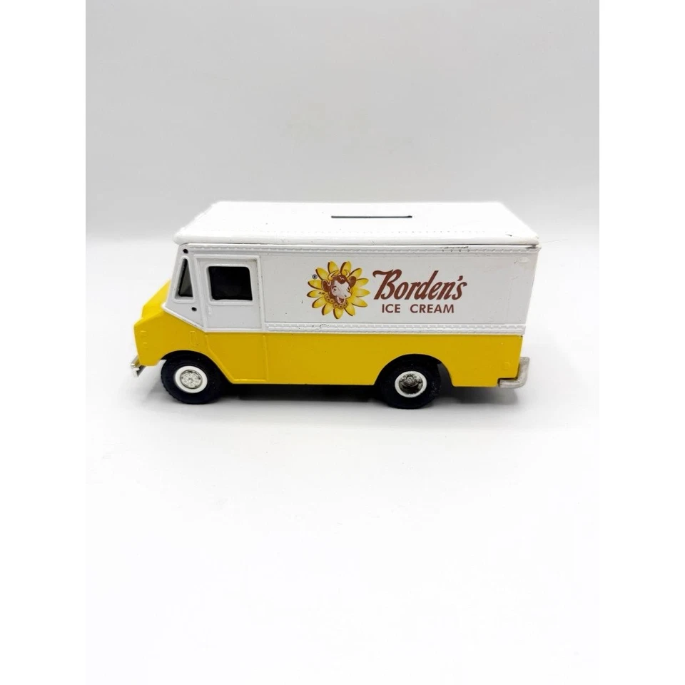 Ertl Collectibles Borden’s Ice Cream Truck Metal Bank 1996 De colección 6” RARO Foto 2 de 4