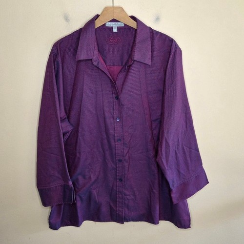 Foxcroft | Pink Purple Wrinkle Free Classic Fit Button Front Shirt Size 18W