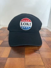 Bioworld Loki Red White and Blue Button Embroidered Black Cotton Twill Hat