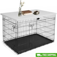 Dog Crate Topper for 42" Wire Cage Modern Style Plastic Kennel Cage Table Topper