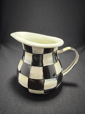 Mackenzie Childs Courtly Check Creamer Enamelware Black/White Small