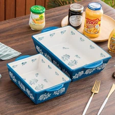 3-Piece Ceramic Baking Set - Lasagna Casserole Tray & Pan