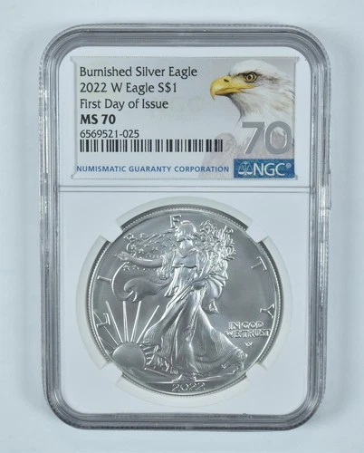 2022-W Burnished Silver Eagle FDOI MS70 NGC Eagle Label *8962