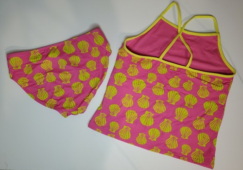 Brand - Spotted Zebra Girls Tankini Rashguard, Pink Shells - Picture 2 of 3