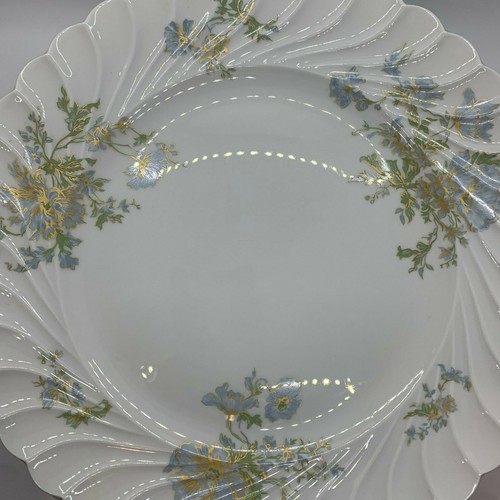 Haviland Margaux Set 9 Dinner Plates France Blue Flowers Gold Scallop - Picture 9 of 12