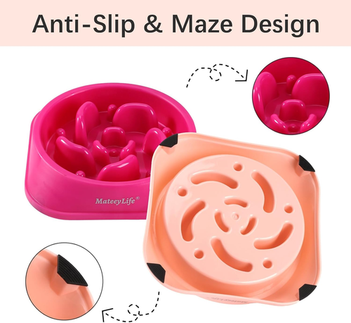 Slow Feeder Dog Bowls 2PCS, Anti-Choking Puzzle Dog Food Bowls, Anti-Slip Intera - Picture 4 of 12