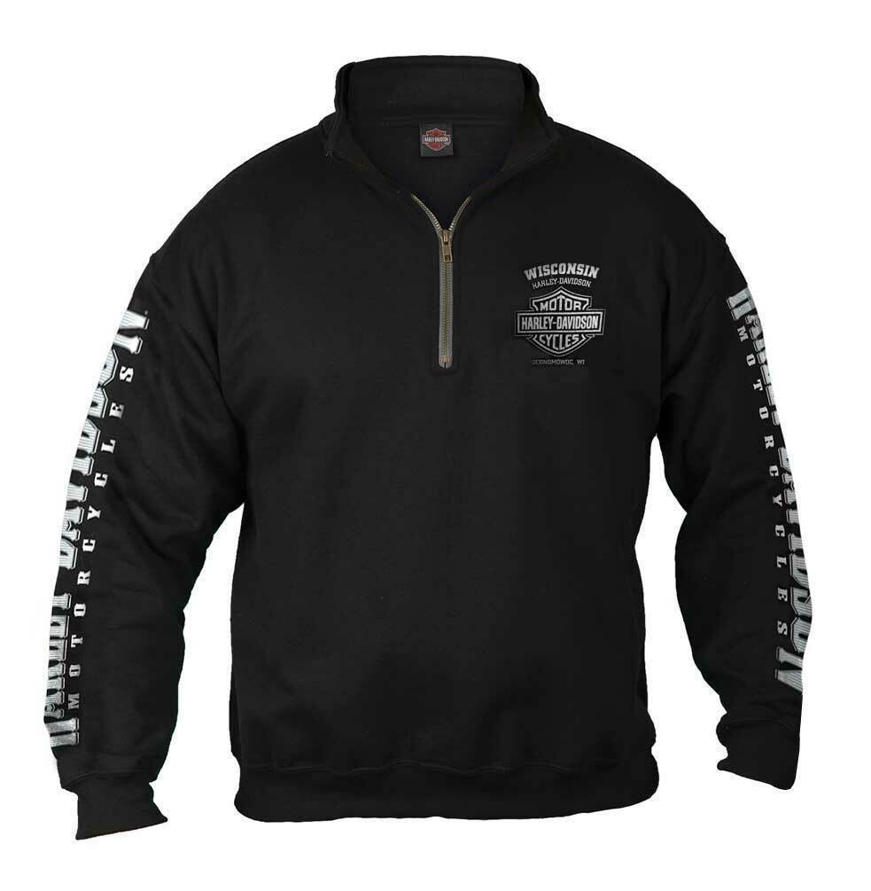 Harley-Davidson Men's Lightning Crest 1/4 Zip Cadet Pullover Harley-Davidson Men's Lightning Crest 1/4 Zip Cadet Pullover