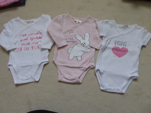 Lot 3 Bodies Bebe Fille Babibou Taille 3 Mois Ebay