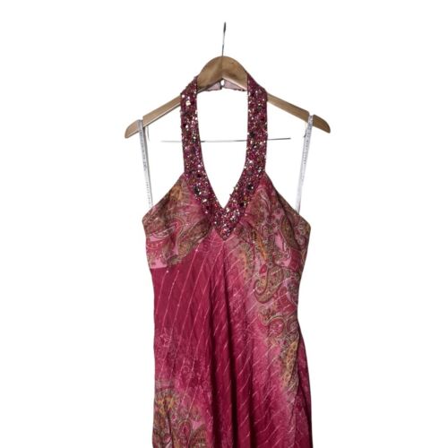 Y2K Vintage Niki Livas Pink Floral Beaded Prom Maxi Dress 14 1372 - Picture 2 of 9