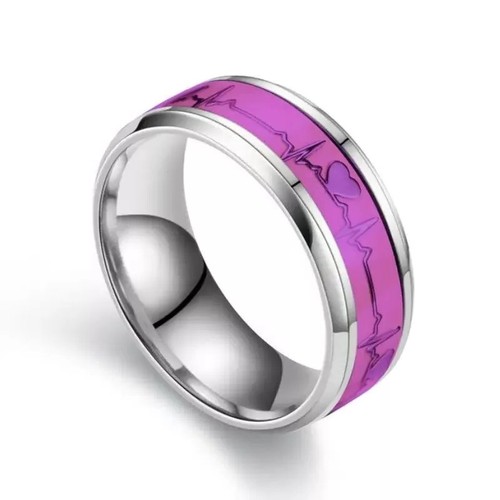 Luminous Heartbeat Silver Stainless Steel Ring Band Size 5 - 11 Free Gift Box - Picture 6 of 20