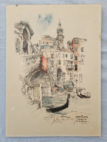 Lot of 4 Vintage 1957 Jan Korthals Watercolor Prints, Venezia, Donald Art Co. - Picture 5 of 17