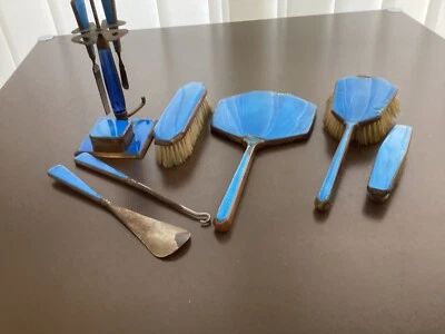Art Deco Nessecaire Toilette Frisur Manikur Pedikur Set Guilloche Emaile 1930s - Bild 1 von 4
