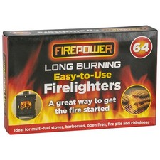 64 Fire Lighters Long Burning Firelighters QuickFlame Fast Woodburners BBQ Oven 0.15 per lighter