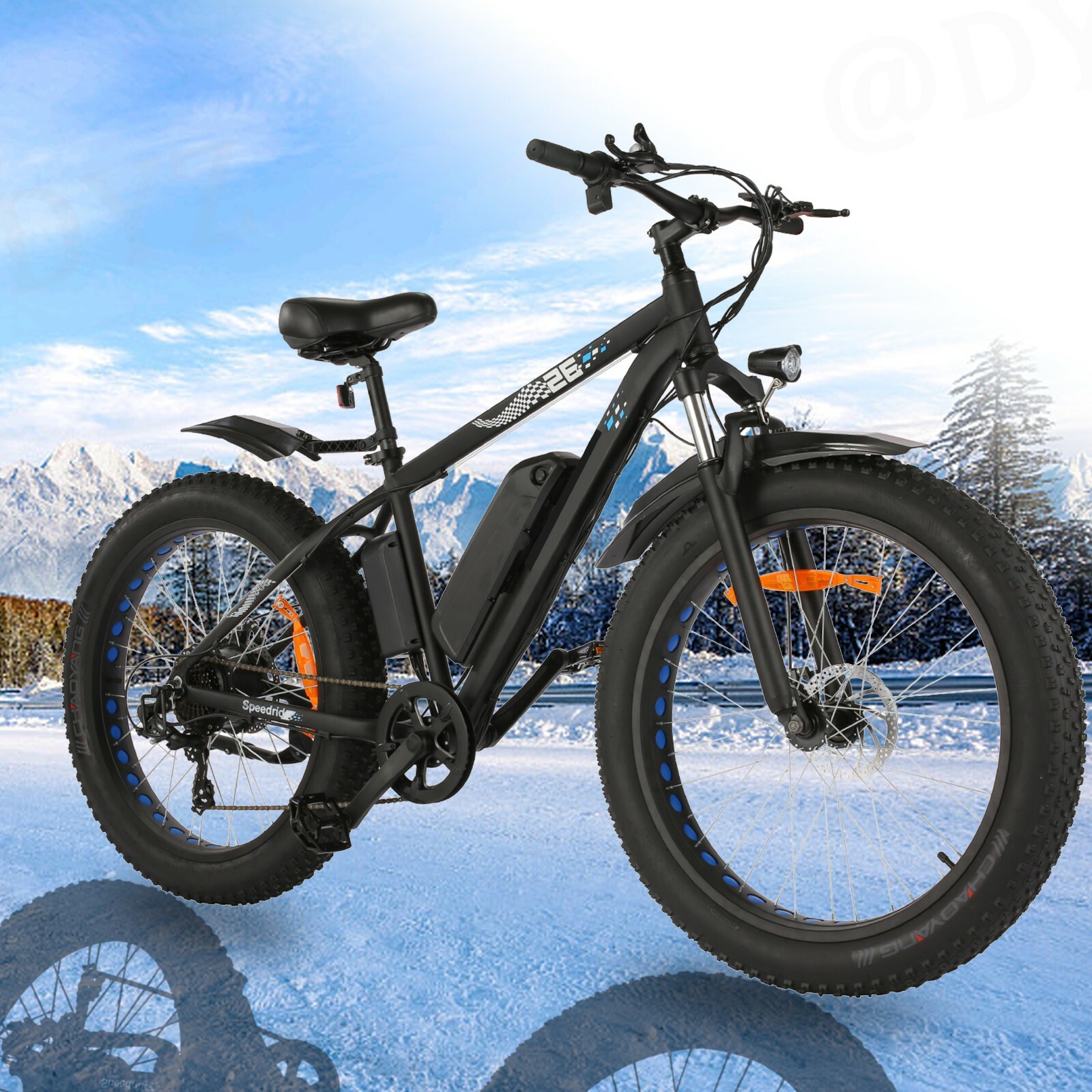 Max 1000W 26″+48V Fat Tire Electric Bike Mountain Bicycle Snow Beach