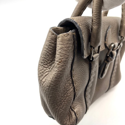 Fendi Hand Bag Mini Linda Selleria Leather Silver From Japan Auth - Picture 10 of 15