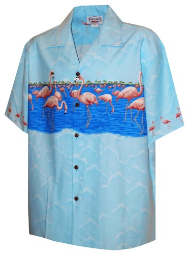 Pacific Legend Mens S to 4X Pink Flamingo Chest Band Shirt - Picture 3 of 6
