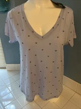 NWT Splendid Ladies' Short Sleeve V Neck T Shirt Top Star Purple Size XL