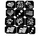 bm2017 set 2 America 4th of July flag GLITTERTATTOO 12 stencils glitter tattoo