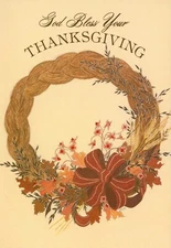 Religious GOD BLESS YOUR THANKSGIVING Greeting Card, Fall Wreath by DaySpring +✉