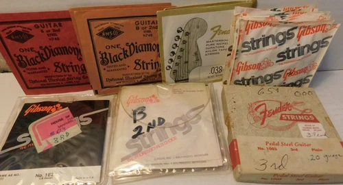 Vintage Lot ofGuitar Strings / Fender / Gibson / Black Diamond - 29 Total