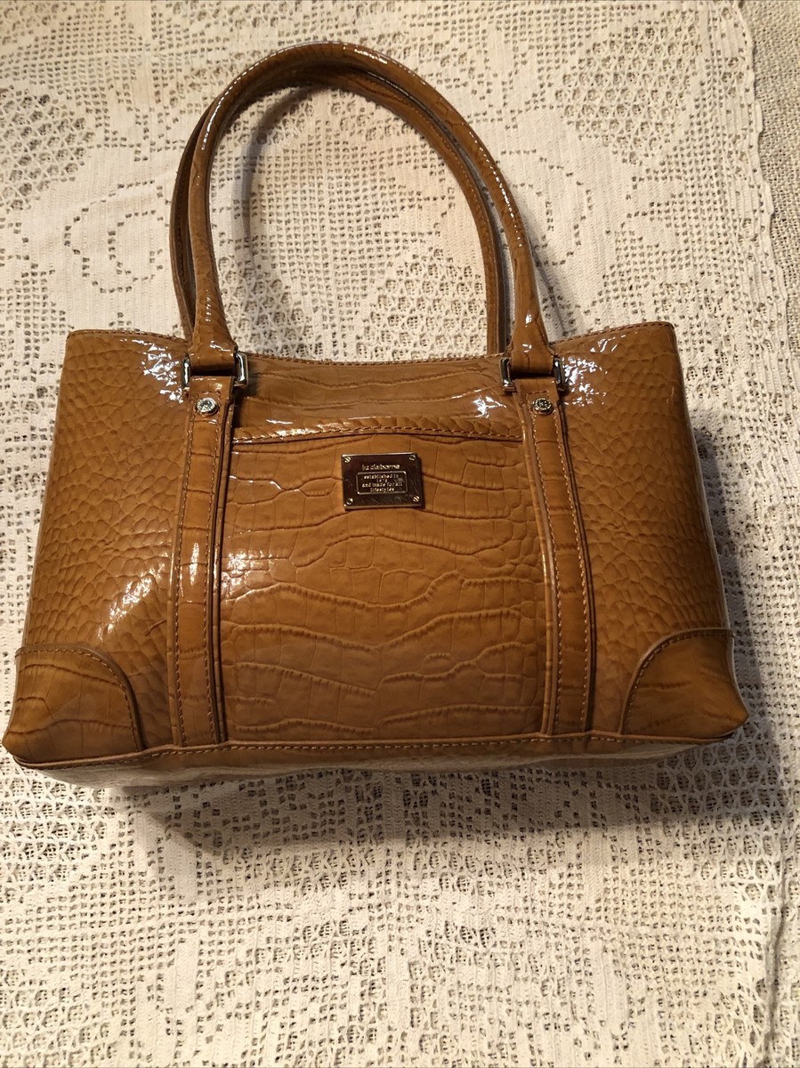 Vintage Liz Claiborne 1976 Camel Faux Aligator Polyvinyl Handbag