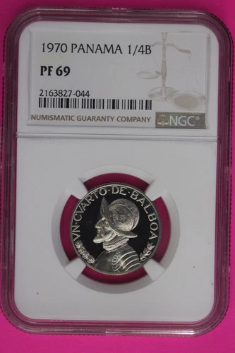 1970 Panama PF 69 Proof 1/4 Balboa NGC Graded Certified Authentic Slab 1021