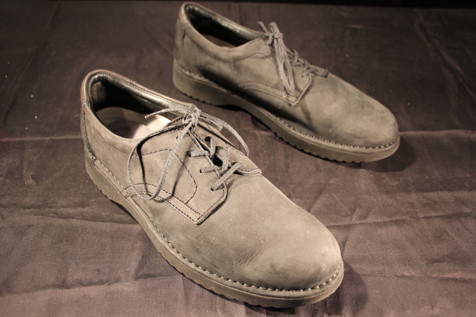 SAOLA Scarpe da uomo Rockport Black Oxford taglia 9 larghe M2648 suola Vibram nabuk Portogallo