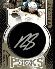 2017-18 Upper Deck Trilogy Signature Pucks Ryan Spooner Auto #SP-RS