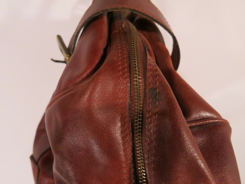 Pratesi Firenze Burgundy Brown Calf Leather Duffel Travel Bag Handmade in Italy - Picture 6 of 12