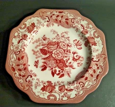 Spode Archive Cranberry Blue Rose Luncheon Plate about 9" wide