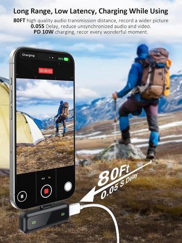 Microfono Wireless Lavalier Cellulare USB-C per Android/Apple Audio Video - Foto 5 di 8