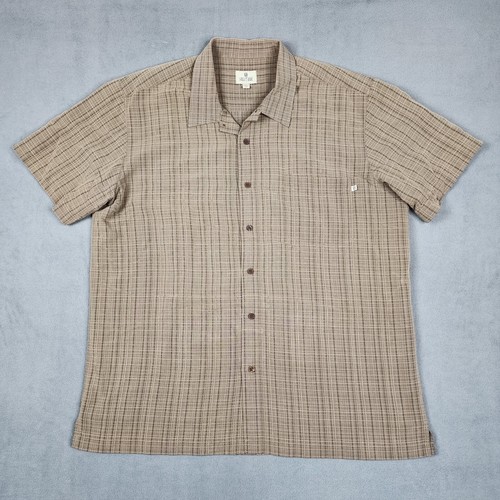 Solitude Button Up Hemd Herren XL Beige Kurzarm Freizeit Büro