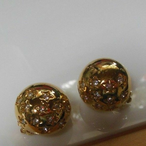 Orecchini a clip Swarovski Swan tono oro a forma di cupola cristallo stella - Foto 3 di 4