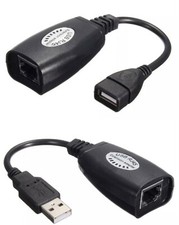 USB RJ45 Cat5e/6 Extension Ethernet Cable LAN Adapter Extender Over Repeater Set