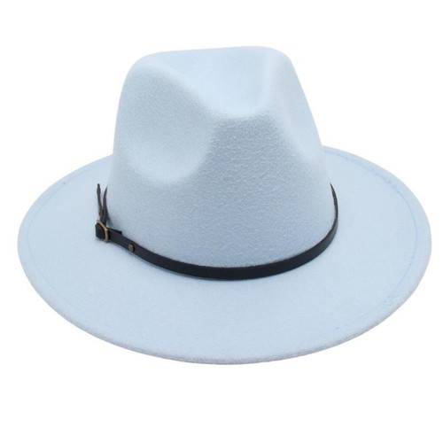 Wide Brim Wool Felt Fedora Panama Cowboy Girl Hat Casual Jazz Cap for men women - Picture 29 of 29