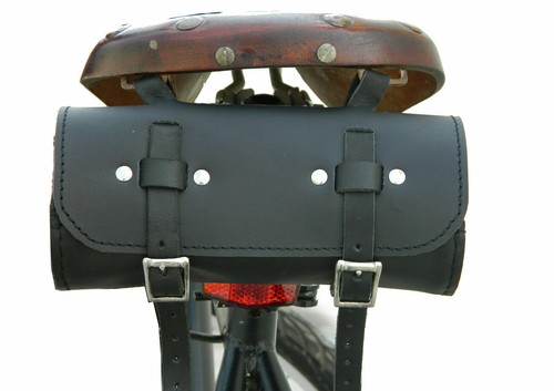 Genuine Leather Bicycle Saddle Bag Utility Tool Box kit vintage handmade stich - Picture 9 of 59