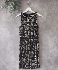 Ann Taylor Loft  Dress Womens XSmall Black Ivory Multicolor Floral Sleeveless