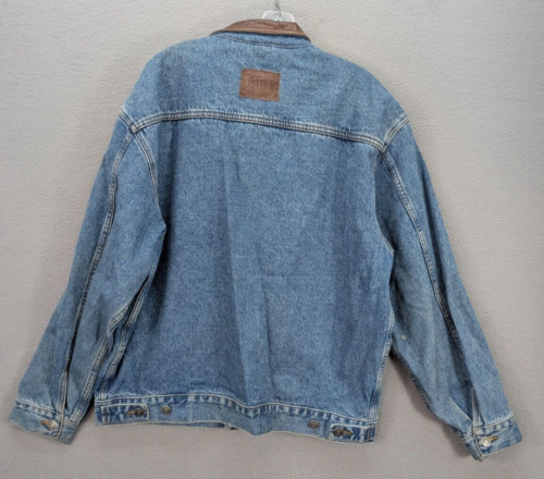 Vintage Dunbrooke Upstream Jacket Men's L Blue Denim Boart Longyear Leather Trim - Picture 9 of 16