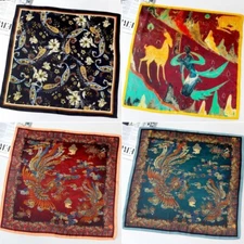 100% Silk Small Scarf Square 21'' Bandana Chinese Dunhuang Frescoes Neckerchief