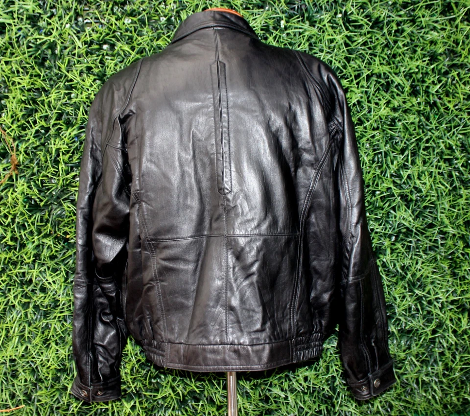 Chaqueta de bombardero Corvette de cuero genuino negra para hombre con forro aislante talla 42 Foto 4 de 4