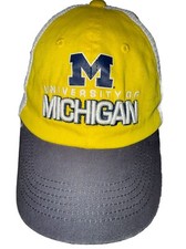 MICHIGAN University In White Navy on Yellow Trucker Hat Cap Cotton Snapback TOW