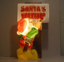 Vintage General Foam Elf Santa's Workshop Lighted Christmas Blow Mold 34"